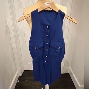 BALMAIN cotton-linen blue top size 36